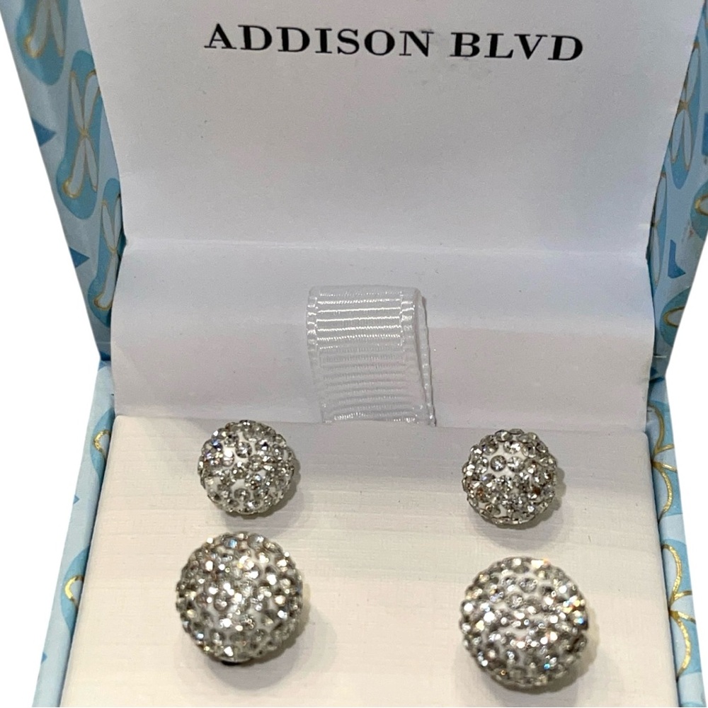 ADDISON BLVD 925 SILVER 2PC ENCRUSTED STUD EARRING SET